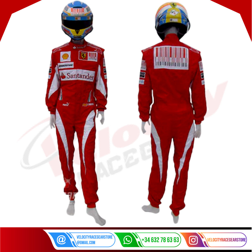 2010 Fernando Alonso Ferrari F1 Embroidered Racing Suit - Velocity Racegear-2010 Fernando Alonso Ferrari F1 Embroidered Racing Suit - Velocity Racegear-F1 Racing Suit