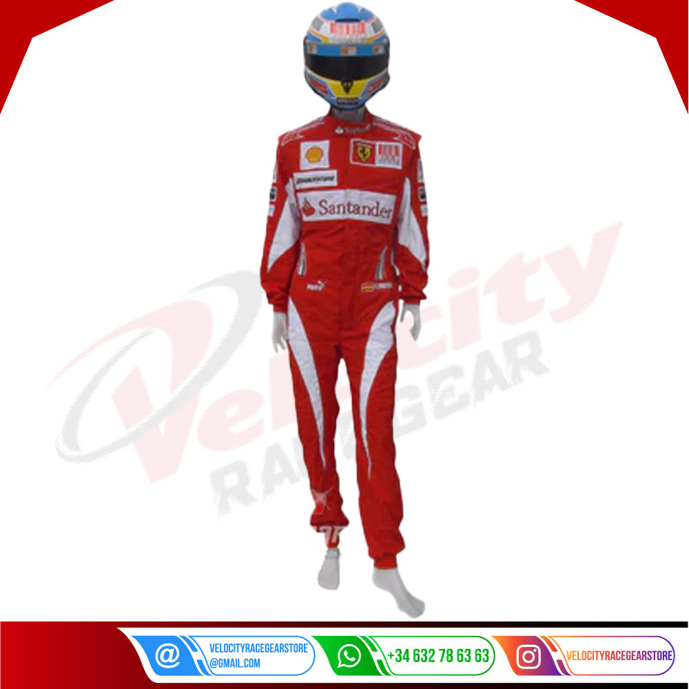 2010 Fernando Alonso Ferrari F1 Embroidered Racing Suit - Velocity Racegear-2010 Fernando Alonso Ferrari F1 Embroidered Racing Suit - Velocity Racegear-F1 Racing Suit