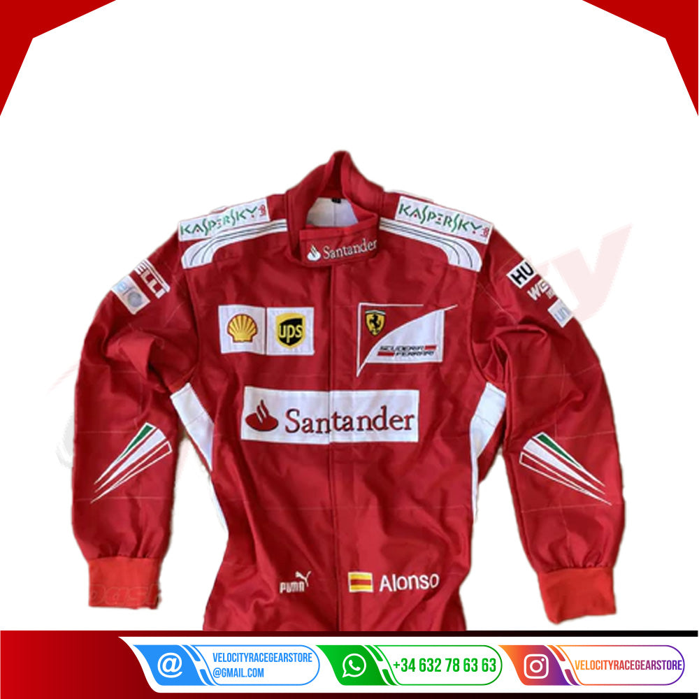 2014 Fernando Alonso Ferrari F1 Embroidered Racing Suit - Velocity Racegear-2014 Fernando Alonso Ferrari F1 Embroidered Racing Suit - Velocity Racegear-F1 Racing Suit