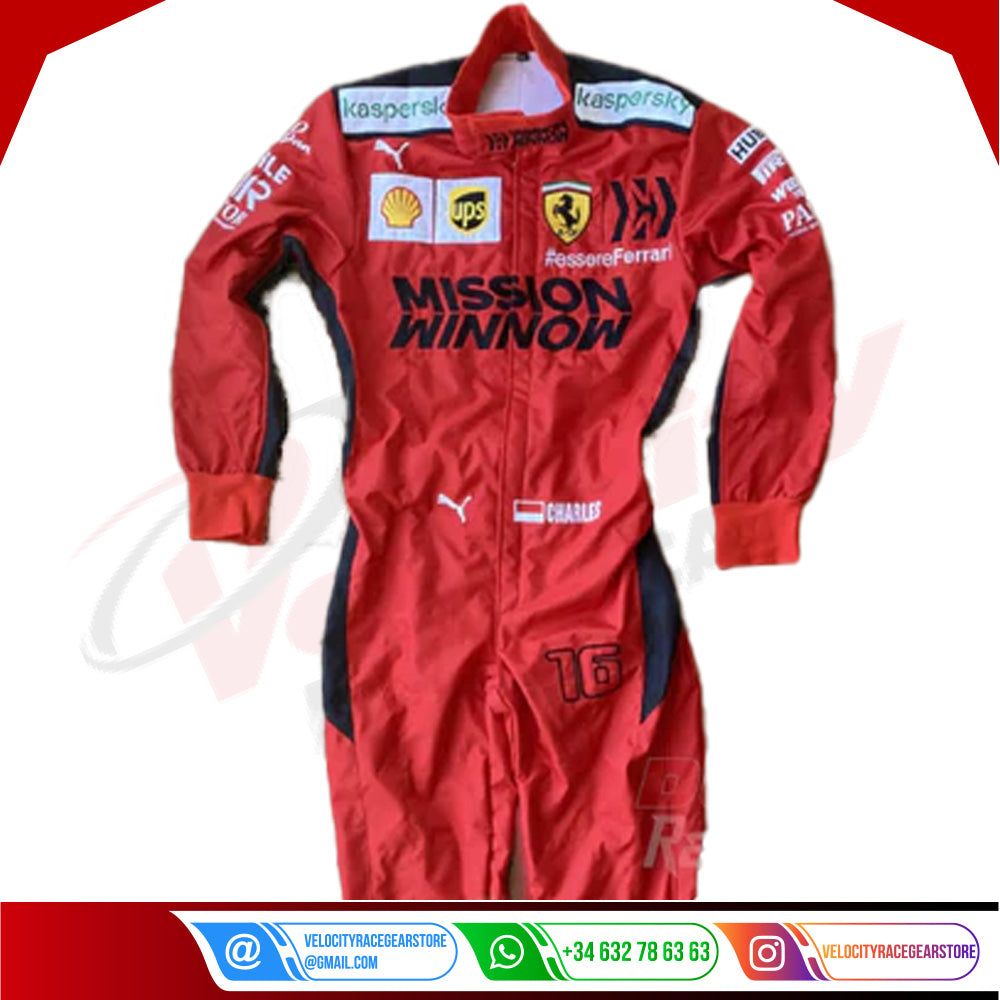 2020 Charles Leclerc Ferrari Mission Winnow F1 Embroidered Racing Suit - Velocity Racegear-2020 Charles Leclerc Ferrari Mission Winnow F1 Embroidered Racing Suit - Velocity Racegear-F1 Racing Suit