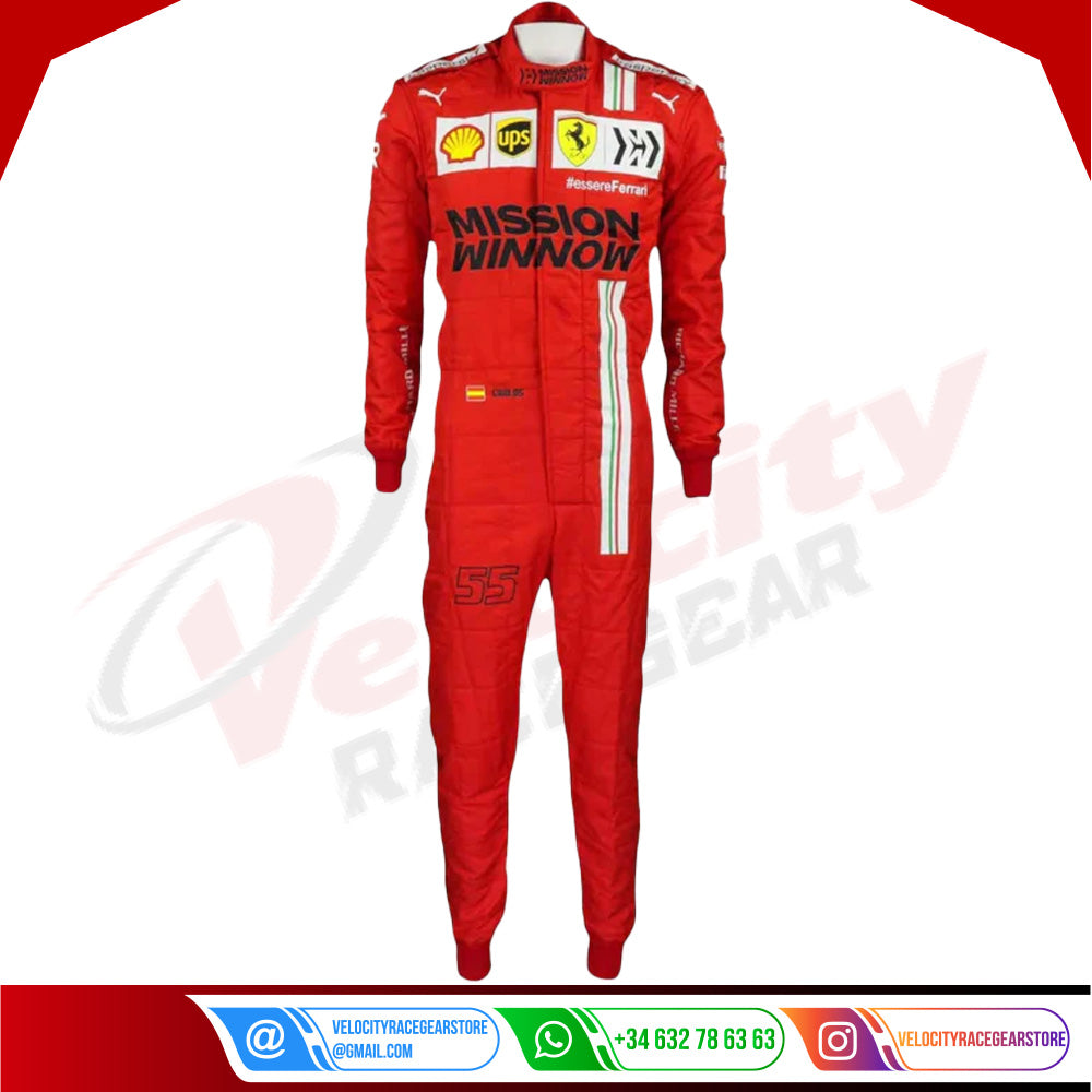 2021 Carlos Sainz Race Scuderia Ferrari F1 Suit KIDS - Velocity Racegear-2021 Carlos Sainz Race Scuderia Ferrari F1 Suit KIDS - Velocity Racegear-F1 Racing Suit