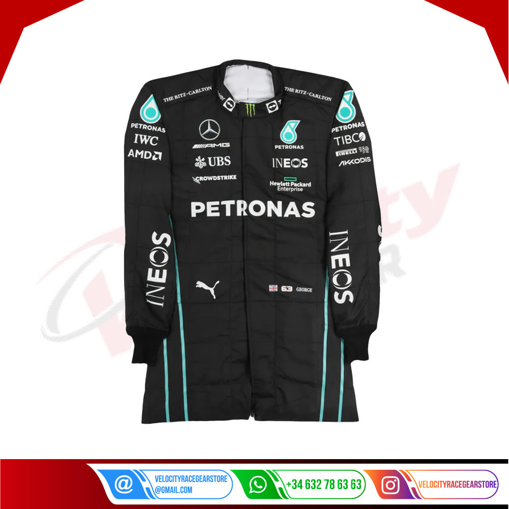 2022 George Russell Mercedes-AMG Petronas F1 Team Replica Race Suit - Velocity Racegear-2022 George Russell Mercedes-AMG Petronas F1 Team Replica Race Suit - Velocity Racegear-F1 Racing Suit