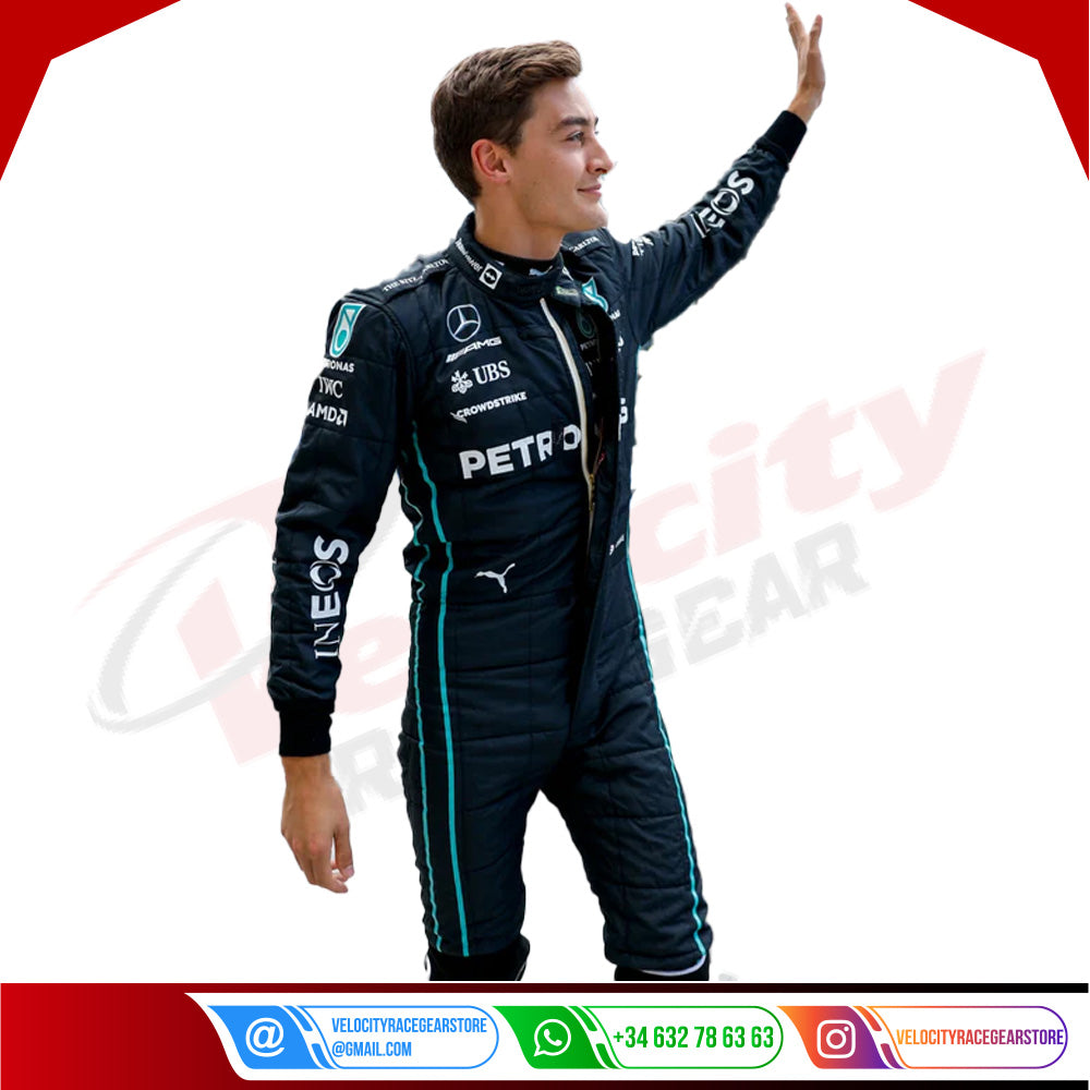 2022 George Russell Mercedes-AMG Petronas F1 Team Replica Race Suit - Velocity Racegear-2022 George Russell Mercedes-AMG Petronas F1 Team Replica Race Suit - Velocity Racegear-F1 Racing Suit