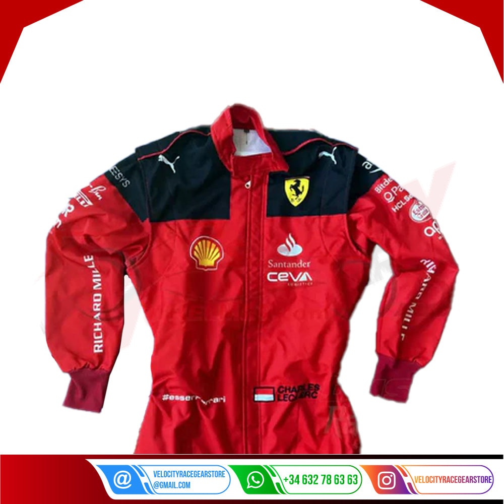 2023 Charles Leclerc Ferrari F1 Embroidered Racing Suit - Velocity Racegear-2023 Charles Leclerc Ferrari F1 Embroidered Racing Suit - Velocity Racegear-F1 Racing Suit