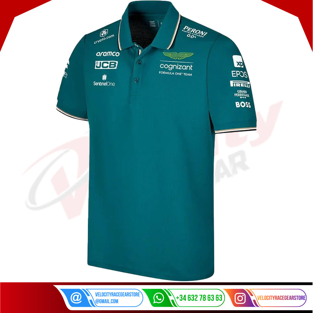 Aston Martin F1 2023 Official Team Polo - Velocity Racegear-Aston Martin F1 2023 Official Team Polo - Velocity Racegear-F1 Polo Shirts