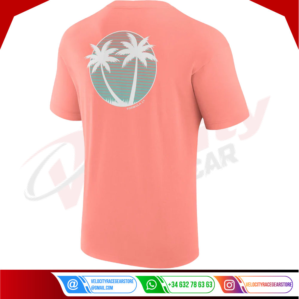 Formula 1 Beach Club Printed T-Shirt Coral - Velocity Racegear-Formula 1 Beach Club Printed T-Shirt Coral - Velocity Racegear-F1 Polo Shirts