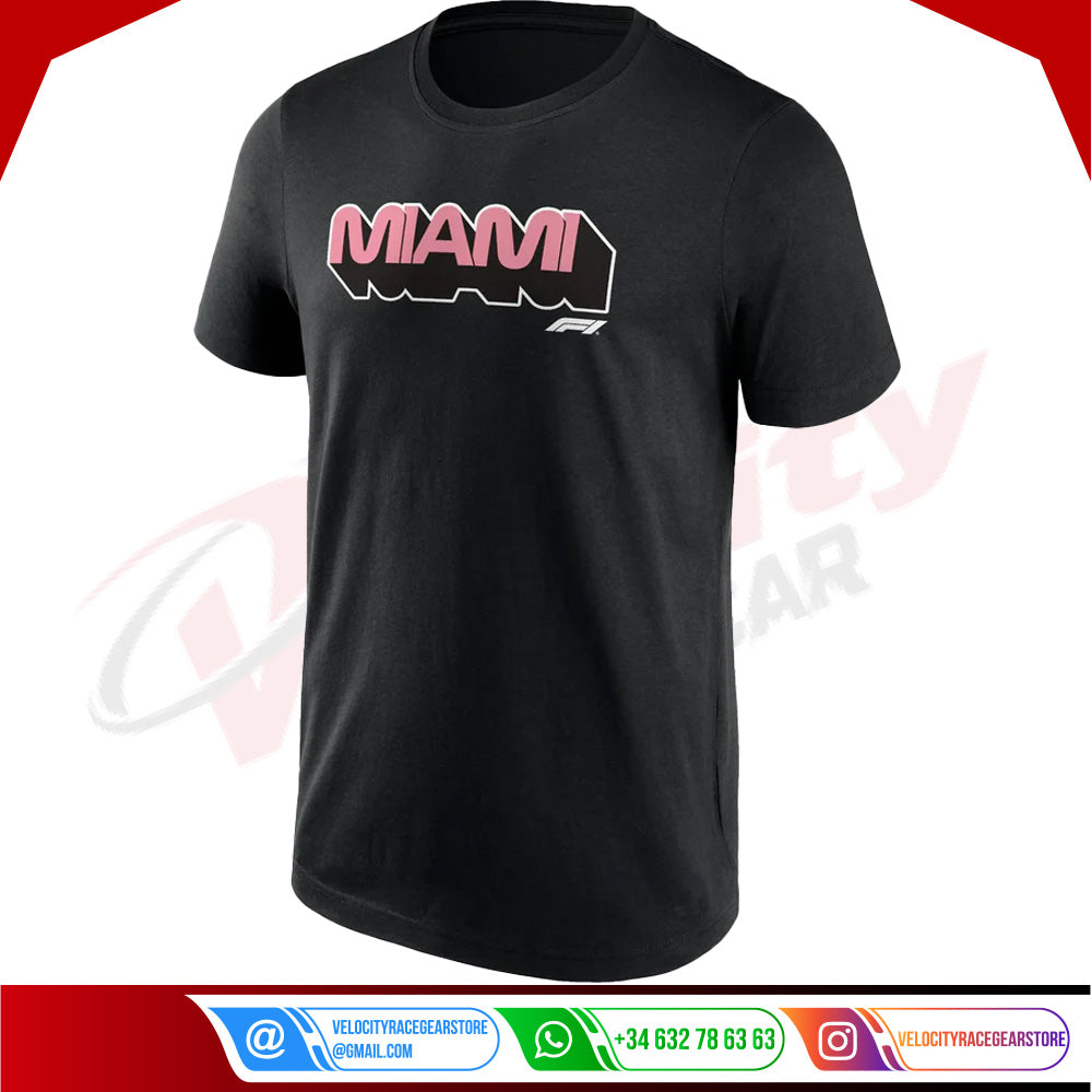 Formula 1 Miami Wordmark Graphic T-Shirt Black - Velocity Racegear-Formula 1 Miami Wordmark Graphic T-Shirt Black - Velocity Racegear-F1 Polo Shirts