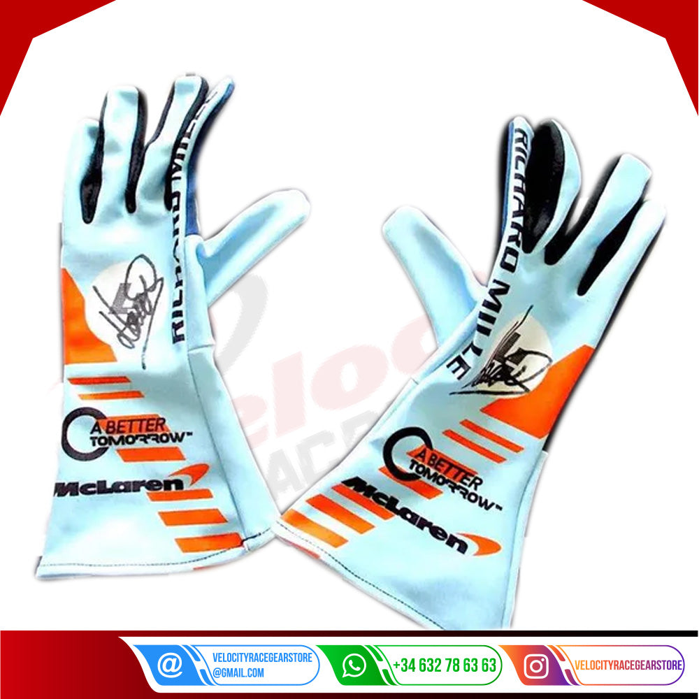 LANDO NORRIS MCLAREN RARE SPECIAL EDITION GULF F1 GLOVES - Velocity Racegear-LANDO NORRIS MCLAREN RARE SPECIAL EDITION GULF F1 GLOVES - Velocity Racegear-F1 Gloves