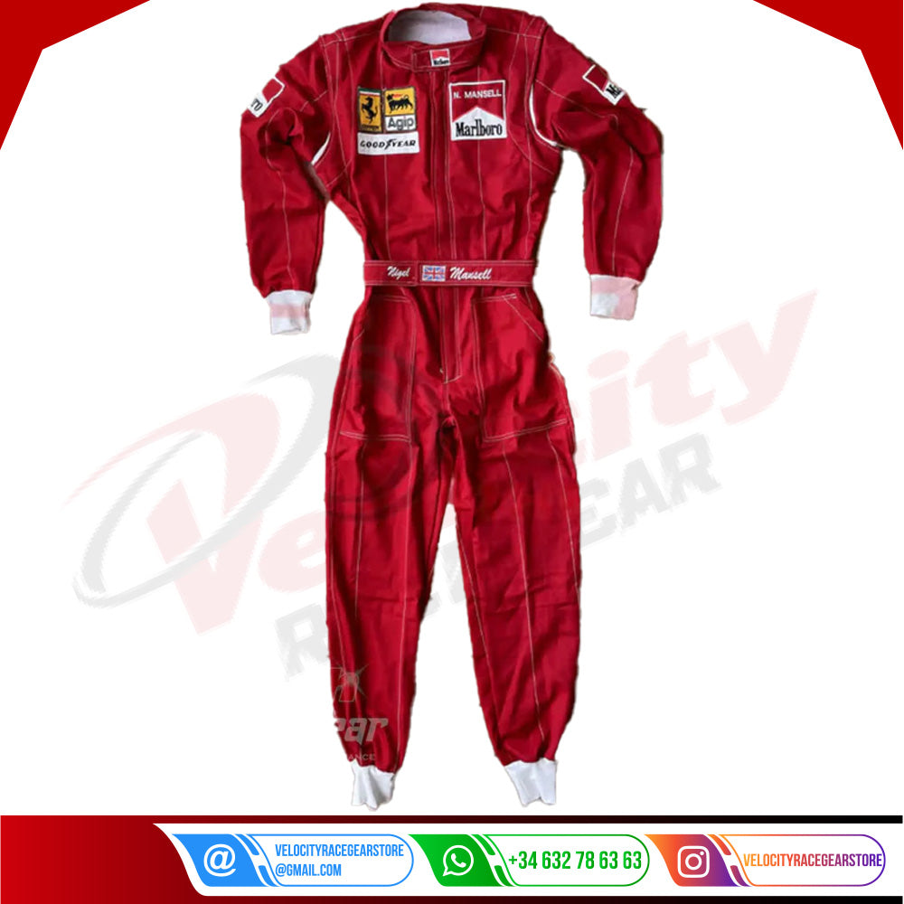 Nigel Mansell 1990 Ferrari F1 Embroidered Racing Suit - Velocity Racegear-Nigel Mansell 1990 Ferrari F1 Embroidered Racing Suit - Velocity Racegear-F1 Racing Suits