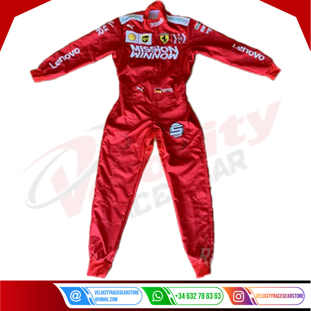 Sebastian Vettel Ferrari Mission Winnow F1 Embroidered Racing Suit - Velocity Racegear-Sebastian Vettel Ferrari Mission Winnow F1 Embroidered Racing Suit - Velocity Racegear-F1 Racing Suit