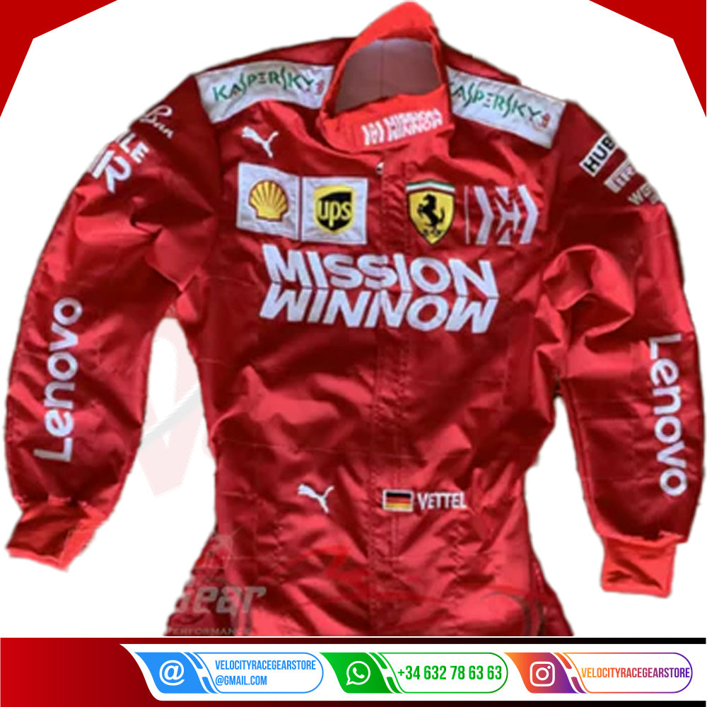 Sebastian Vettel Ferrari Mission Winnow F1 Embroidered Racing Suit - Velocity Racegear-Sebastian Vettel Ferrari Mission Winnow F1 Embroidered Racing Suit - Velocity Racegear-F1 Racing Suit