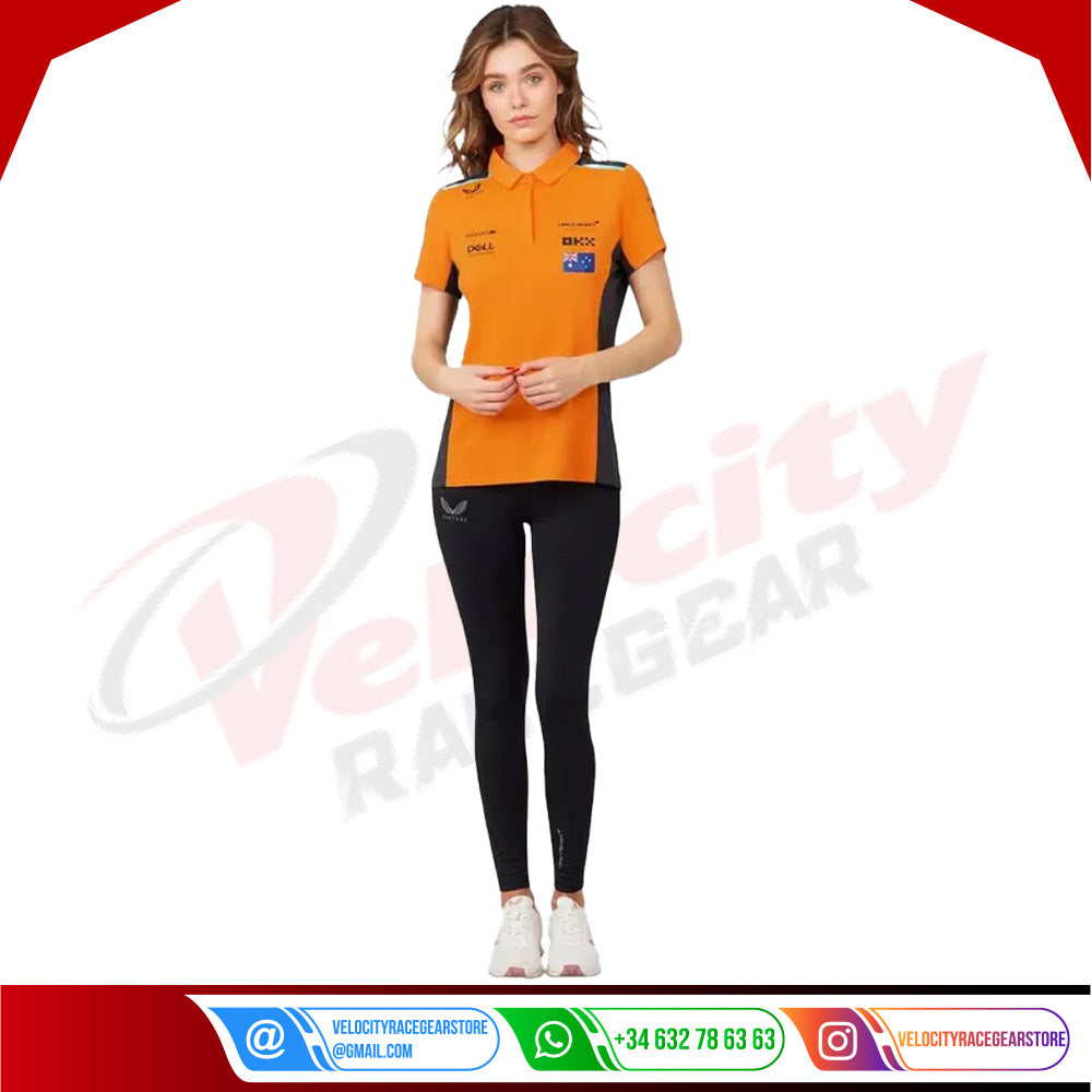 WOMENS MCLAREN REPLICA POLO SHIRT OSCAR PIASTRI - Velocity Racegear-WOMENS MCLAREN REPLICA POLO SHIRT OSCAR PIASTRI - Velocity Racegear-F1 Polo Shirts