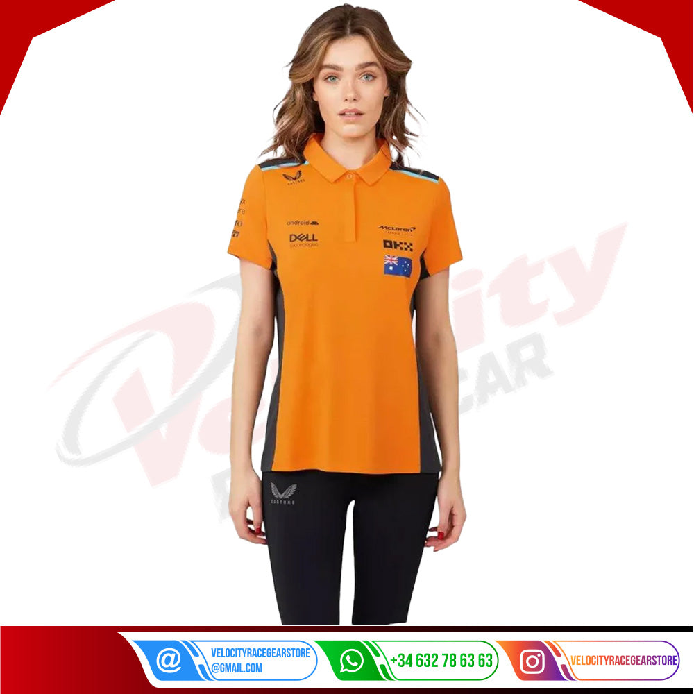 WOMENS MCLAREN REPLICA POLO SHIRT OSCAR PIASTRI - Velocity Racegear-WOMENS MCLAREN REPLICA POLO SHIRT OSCAR PIASTRI - Velocity Racegear-F1 Polo Shirts